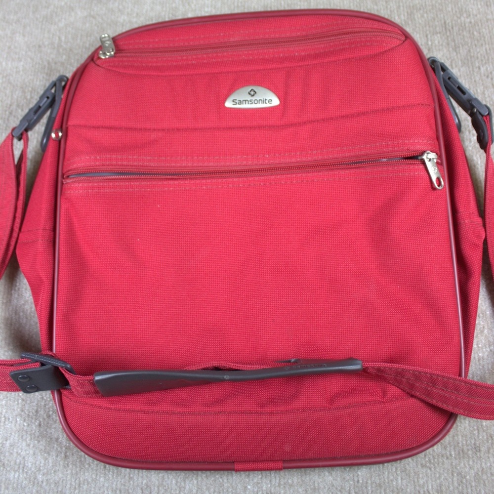 Samsonite Red Canvas Messenger Crossbody Bag‎ Travel Laptop Case Trolley Sleeve